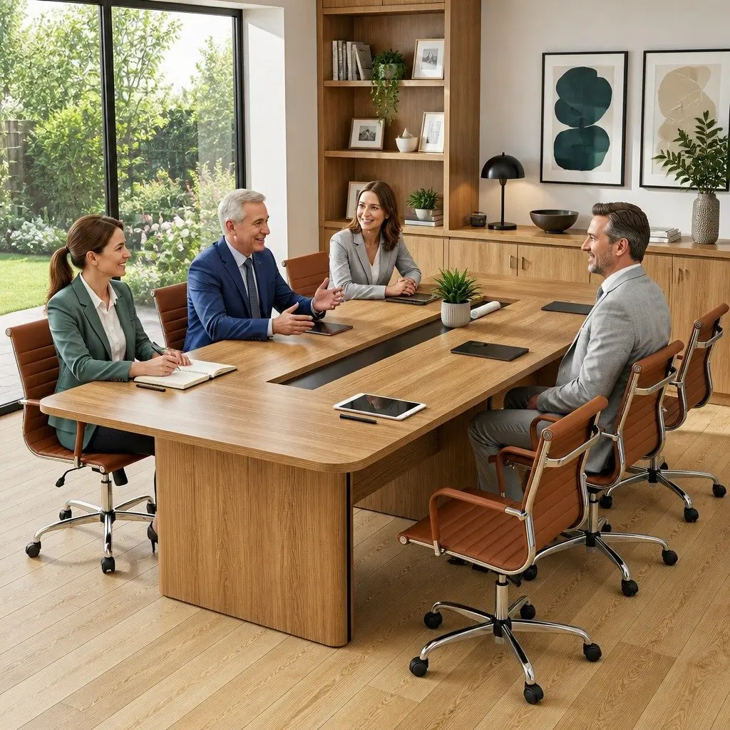 Office Conference Chair Mid Back PU Leather Adjustable Height Tilt Rotation