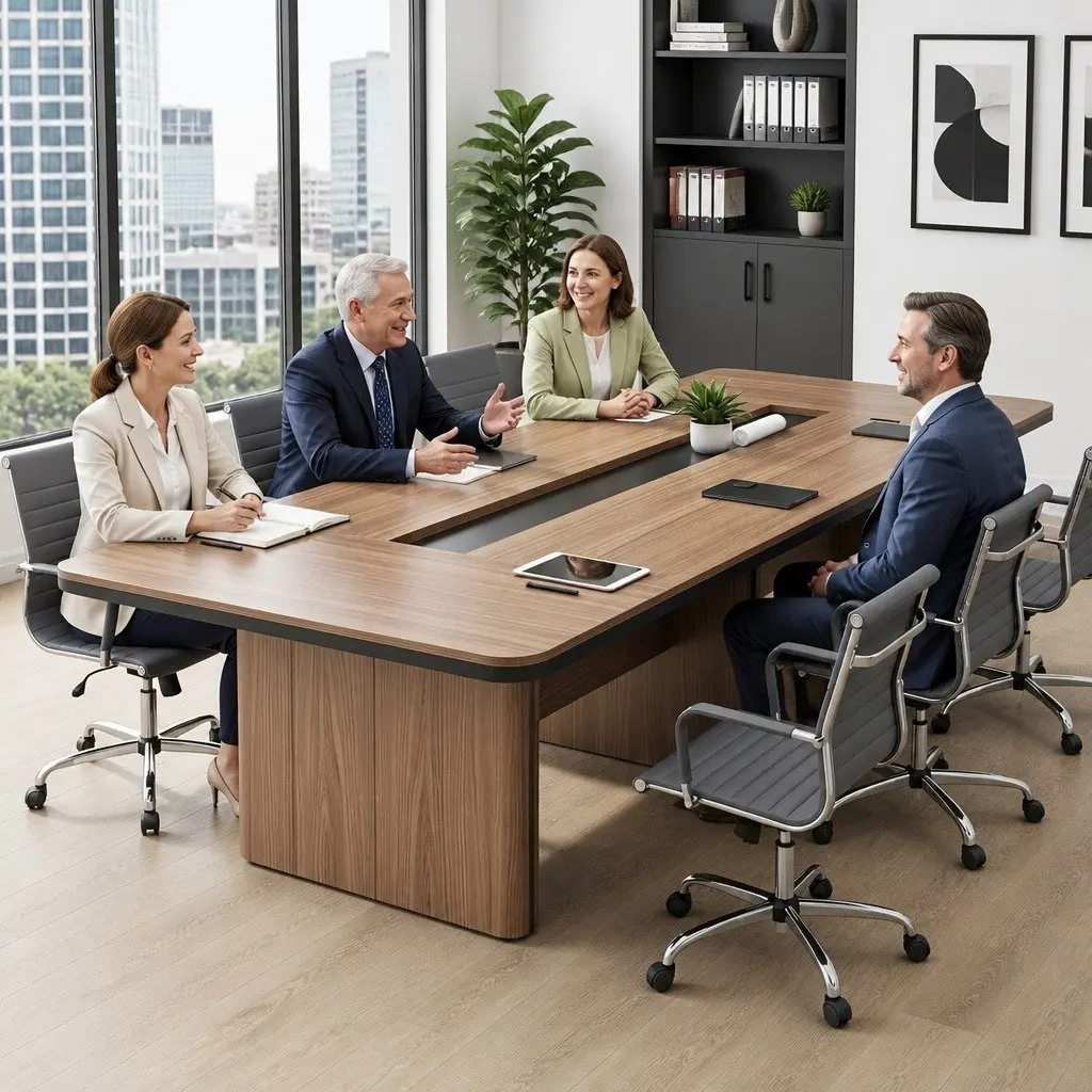 Mid Back Grey PU Leather Executive Desk Chair