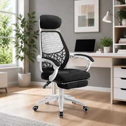 Breathable Mesh Office Chair with Recliner and Footrest