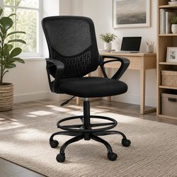Adjustable Mesh Drafting Stool for Comfortable Office Use