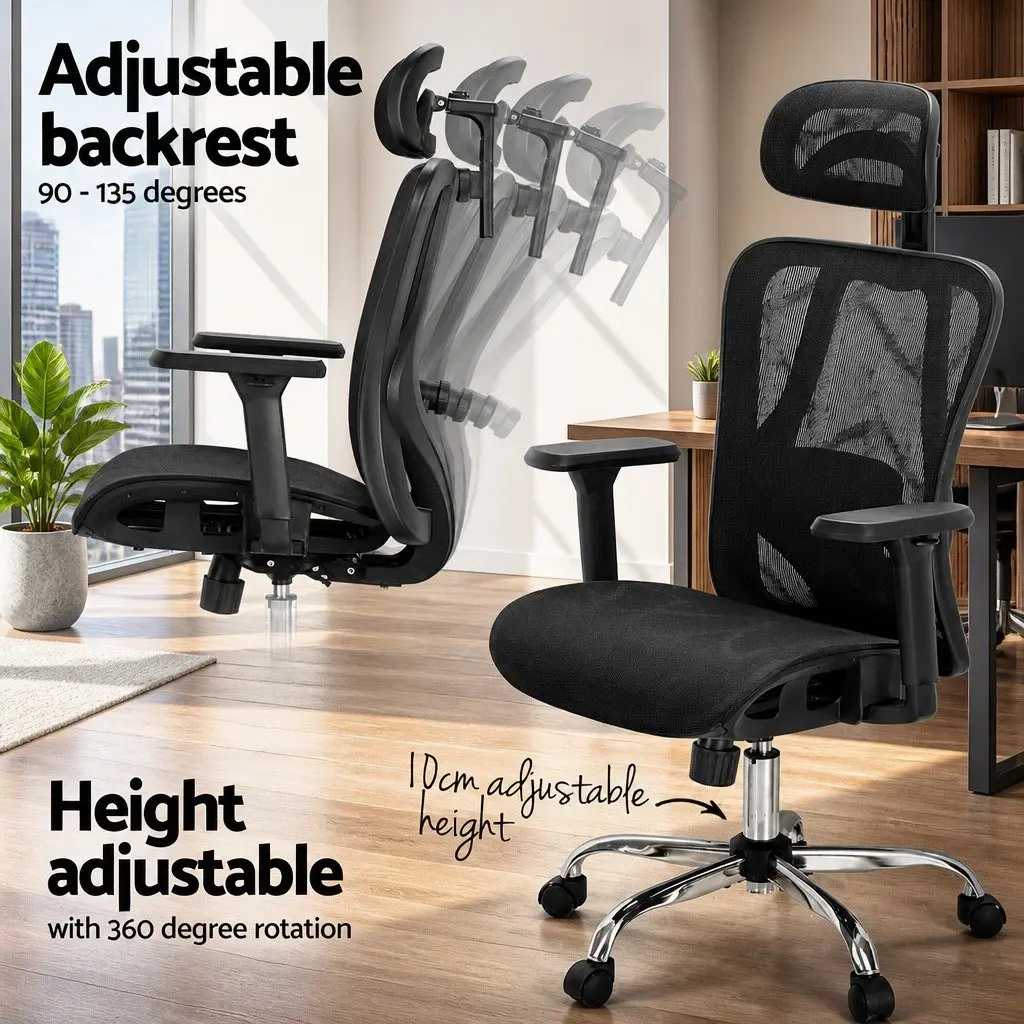 Ergonomic High Back Office Chair Recline Mesh Adjustable Headrest Lumbar Support