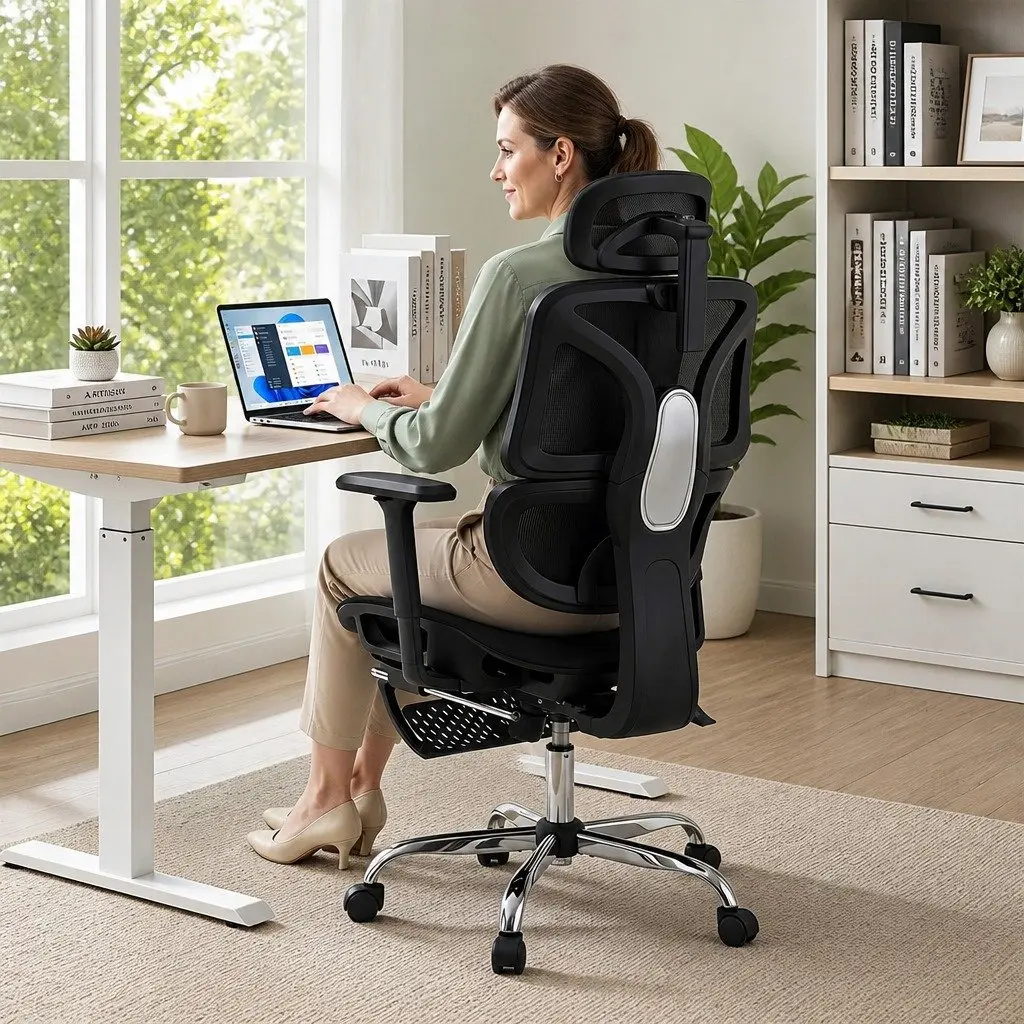 High Back Ergonomic Office Chair with Footrest