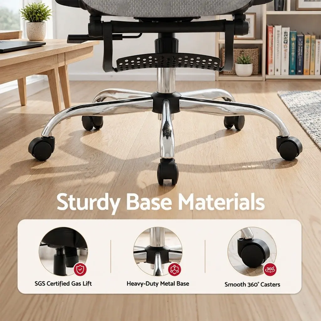 Grey High Back Ergonomic Office Chair with Footrest