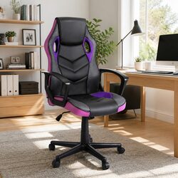 Purple High-Back Gaming Office Chair with Adjustable Height