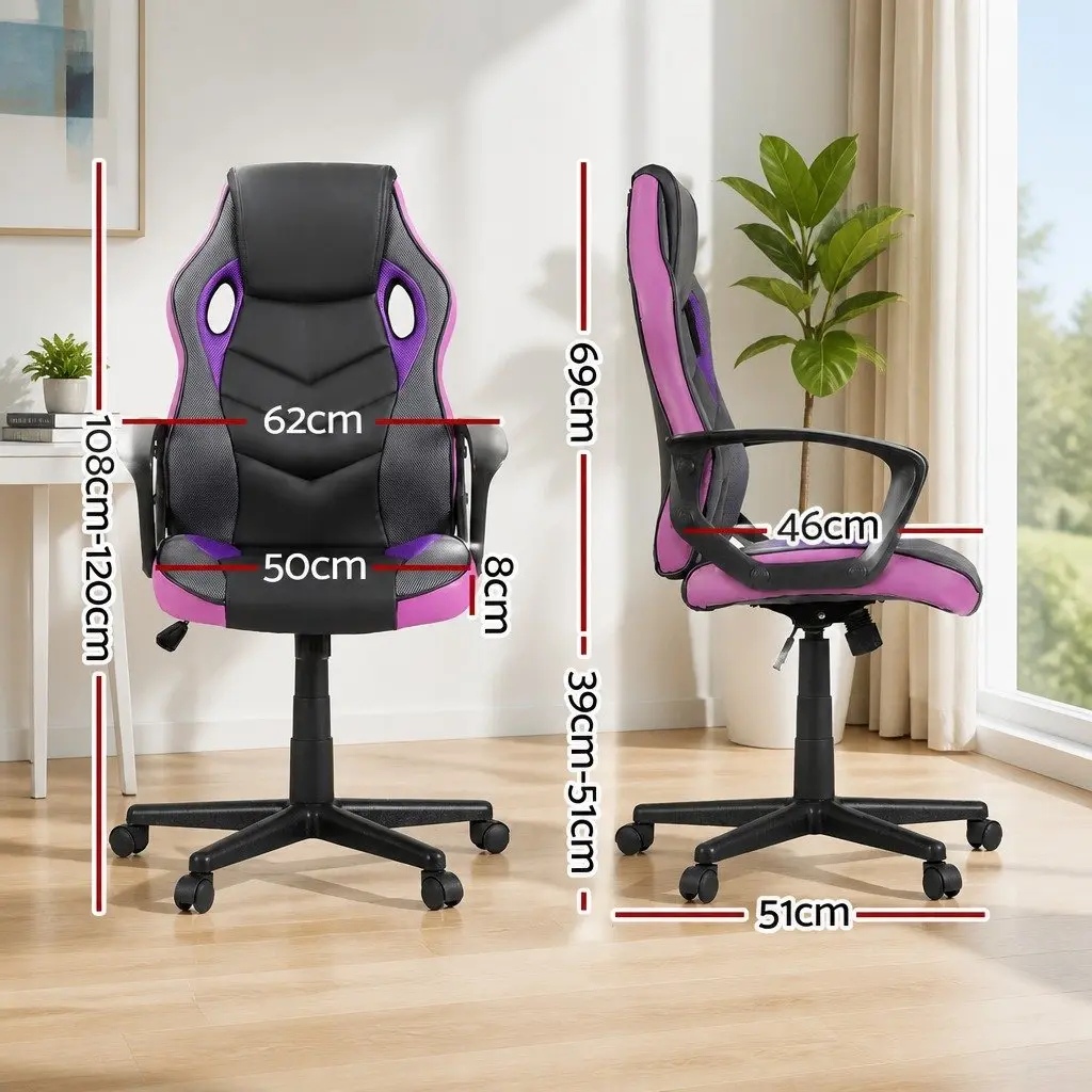 Purple High-Back Gaming Office Chair with Adjustable Height