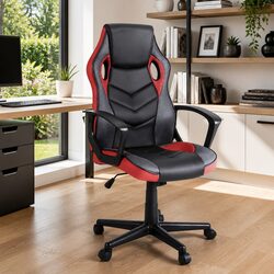 Red Gaming Office Chair with Adjustable Features