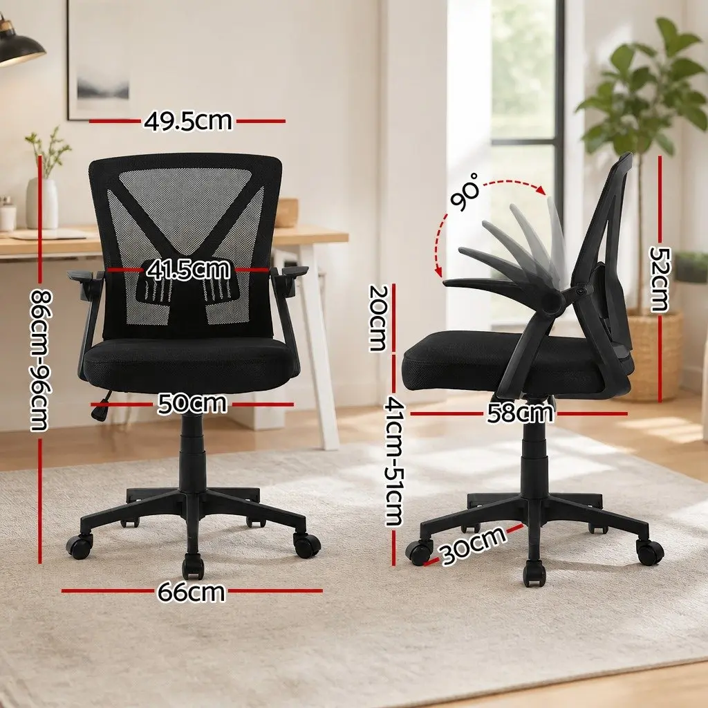 Ergonomic Mesh Office Chair Mid Back Black 2 Pack