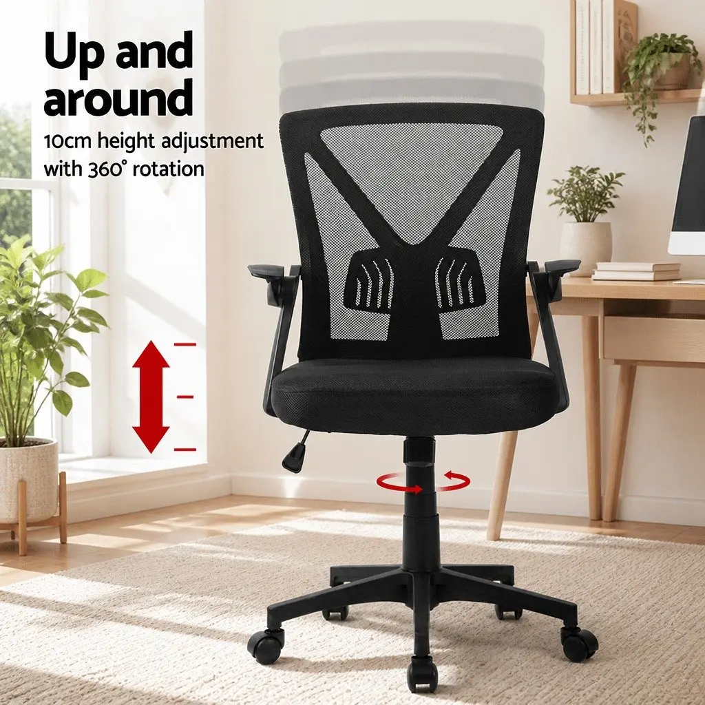 Ergonomic Mesh Office Chair Mid Back Black 2 Pack