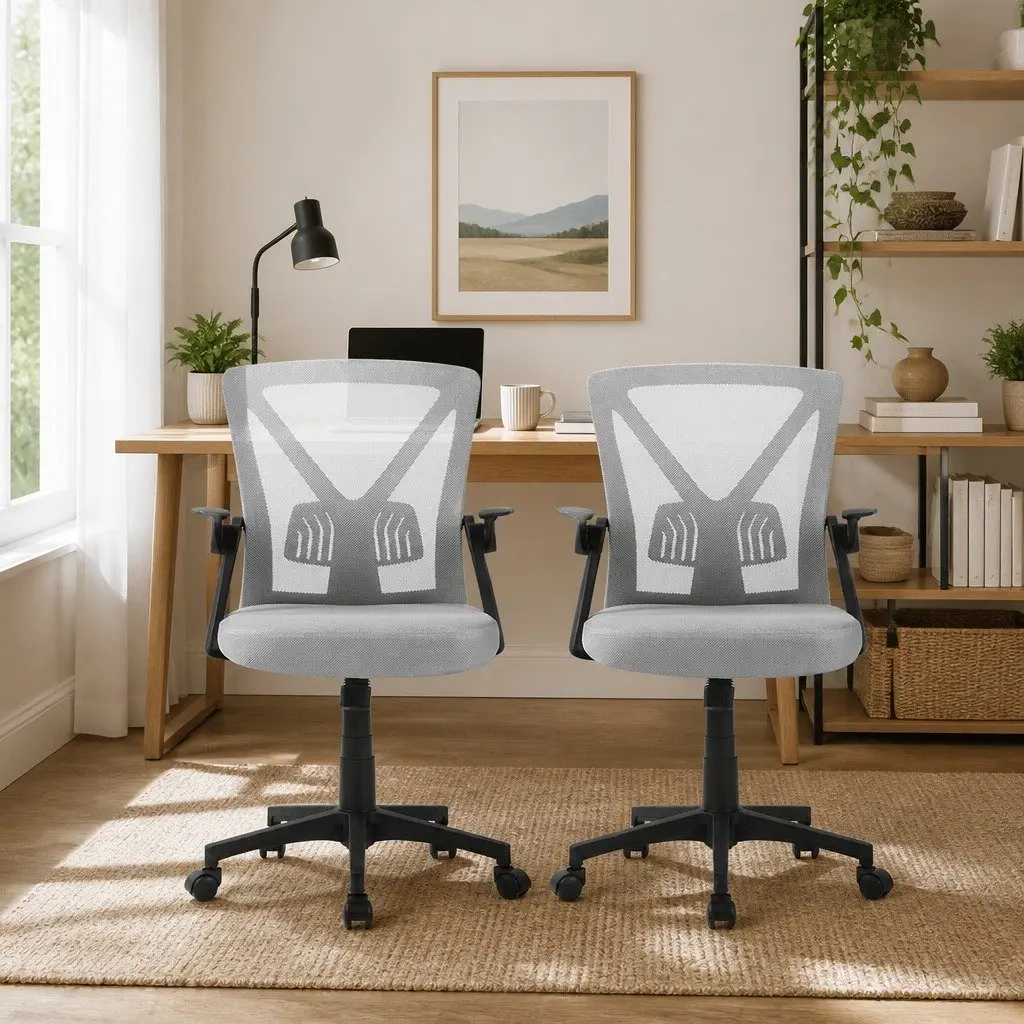 Ergonomic Grey Mesh Office Chair with Lumbar Support