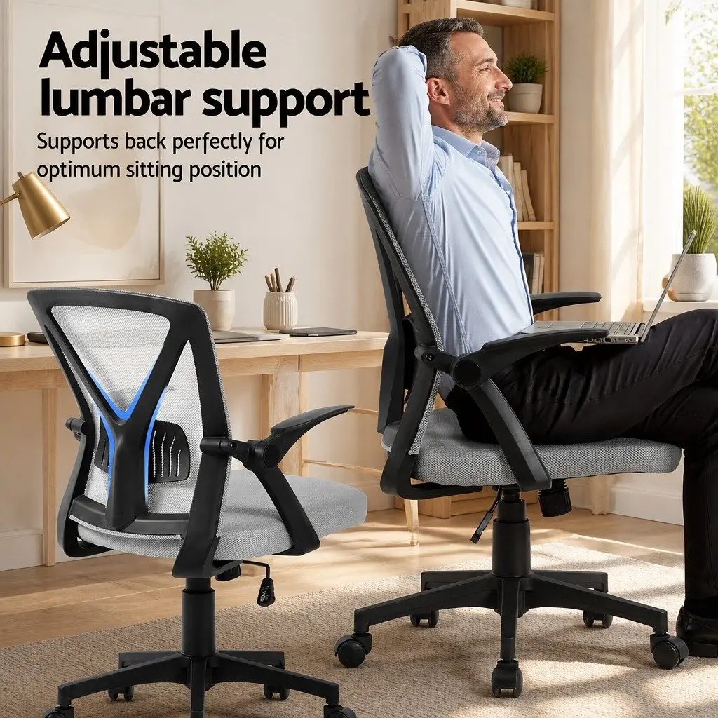 Ergonomic Grey Mesh Office Chair with Lumbar Support