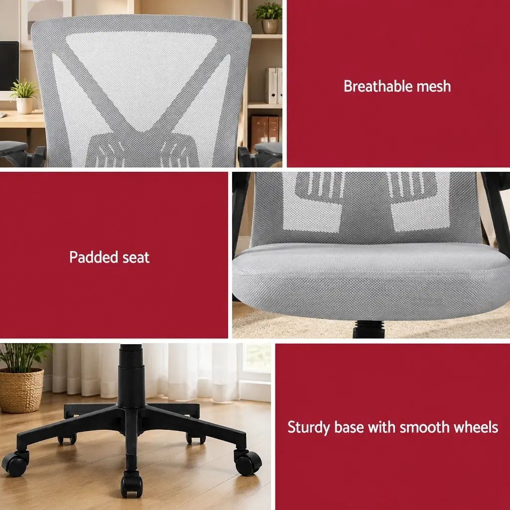 Ergonomic Grey Mesh Office Chair with Lumbar Support