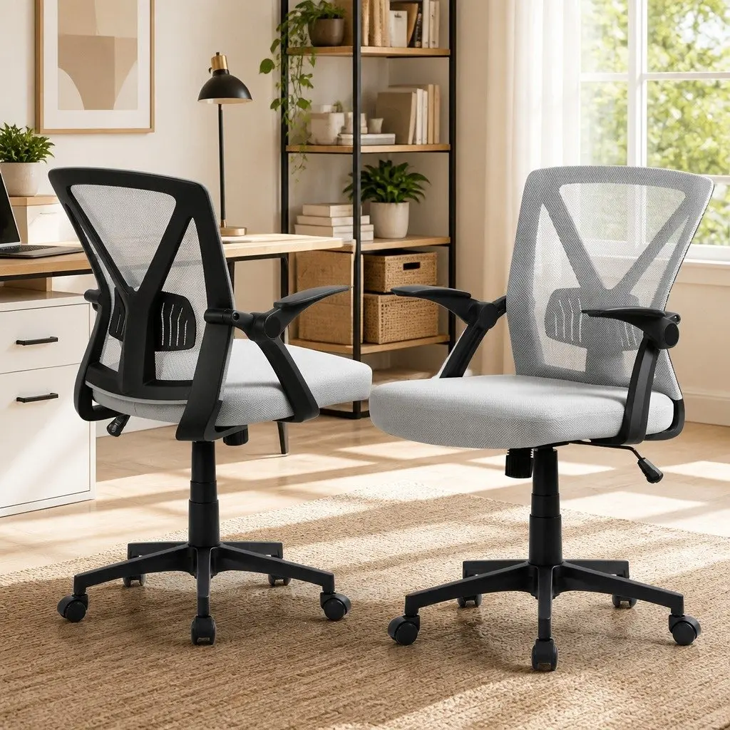 Ergonomic Grey Mesh Office Chair with Lumbar Support