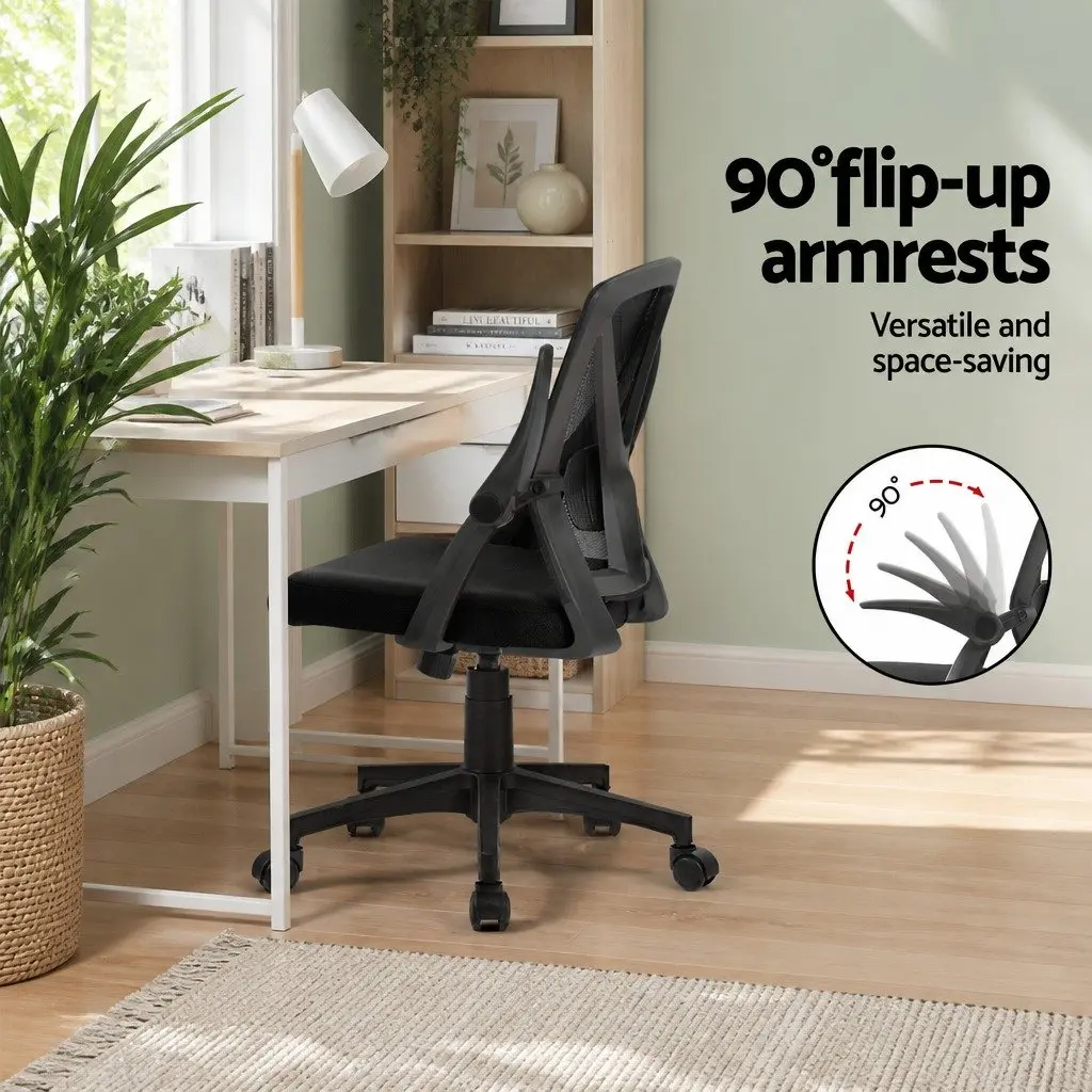 Mesh Office Chair Mid Back Black Adjustable Lumbar Support Ergonomic Computer