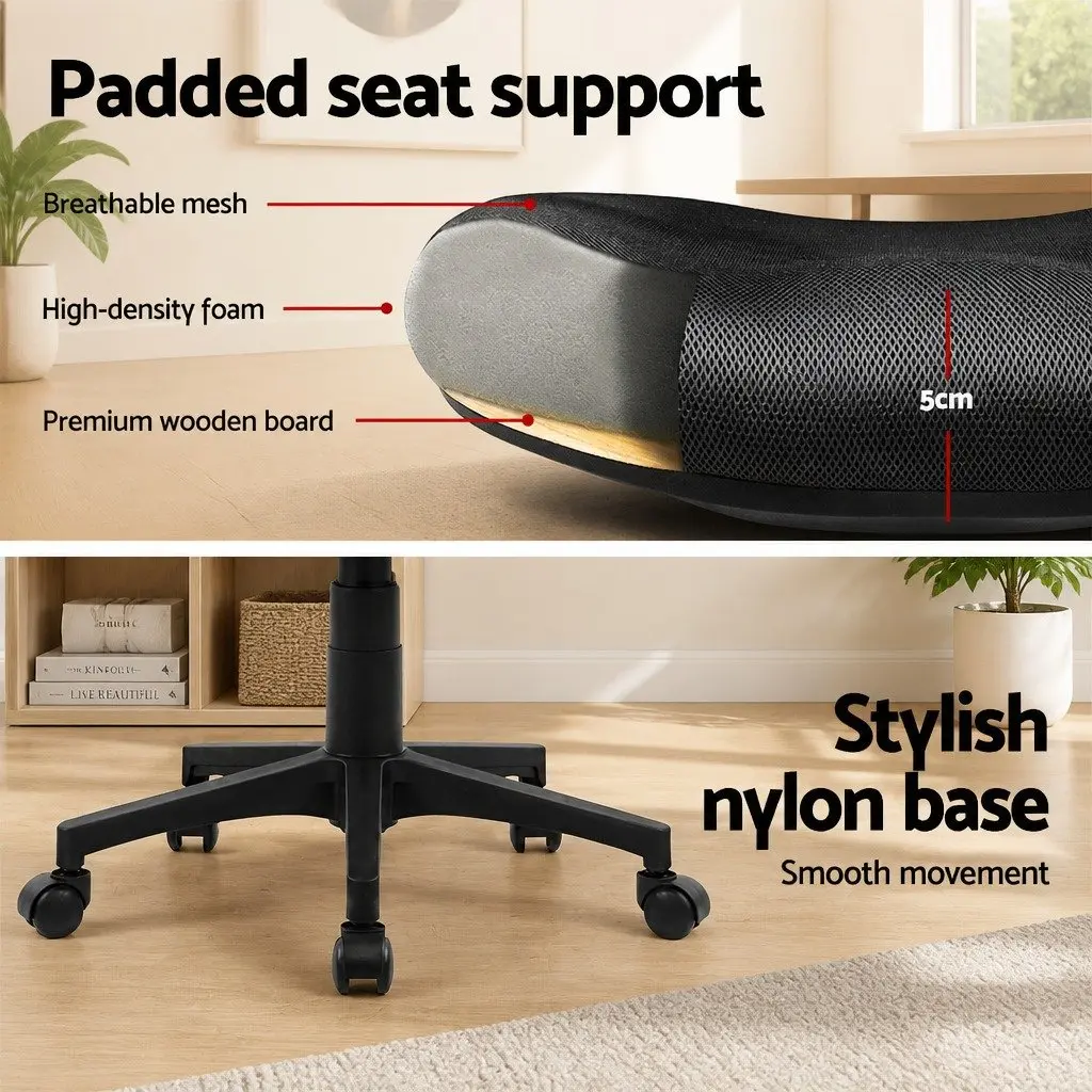 Mesh Office Chair Mid Back Black Adjustable Lumbar Support Ergonomic Computer