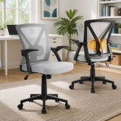 Grey Mesh Office Chair with Adjustable Lumbar Support