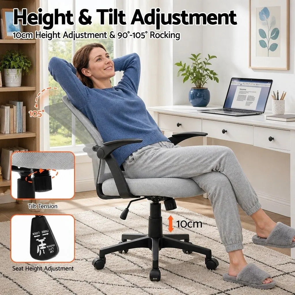 Grey Mesh Office Chair with Adjustable Lumbar Support