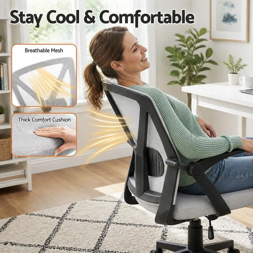 Grey Mesh Office Chair with Adjustable Lumbar Support