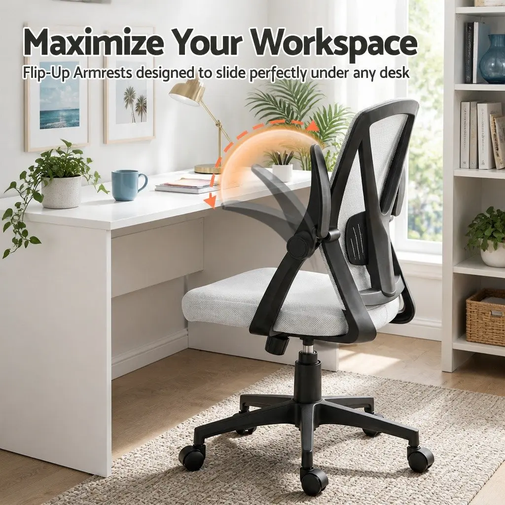 Grey Mesh Office Chair with Adjustable Lumbar Support