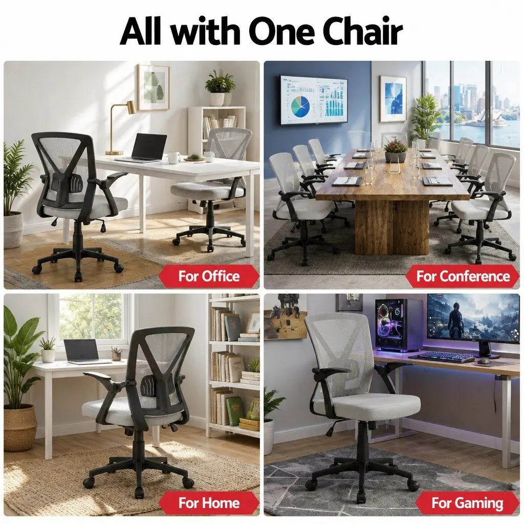 Grey Mesh Office Chair with Adjustable Lumbar Support