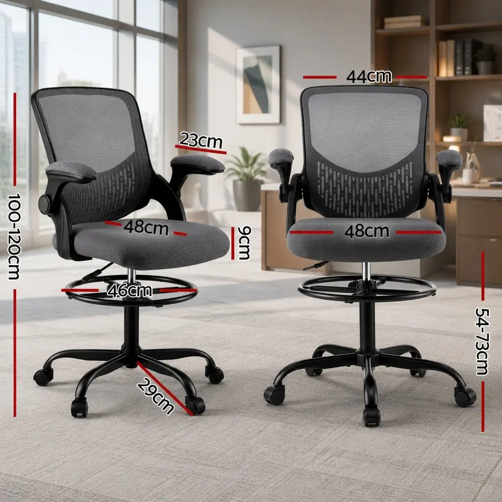 Mesh Drafting Chair with Adjustable Footrest