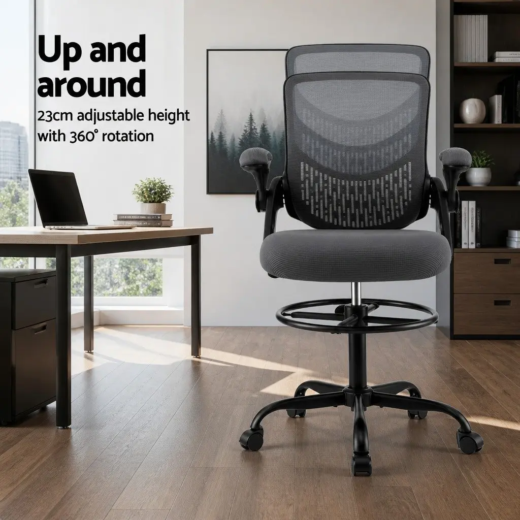 Mesh Drafting Chair with Adjustable Footrest