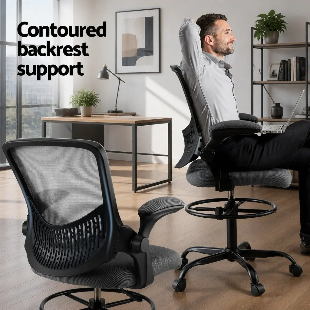 Mesh Drafting Chair with Adjustable Footrest