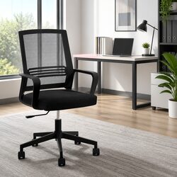 Comfortable Mid Back Mesh Office Chair in Black