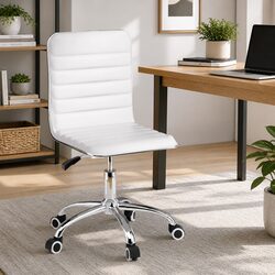 Comfortable Low Back Rotatable Office Chair in White