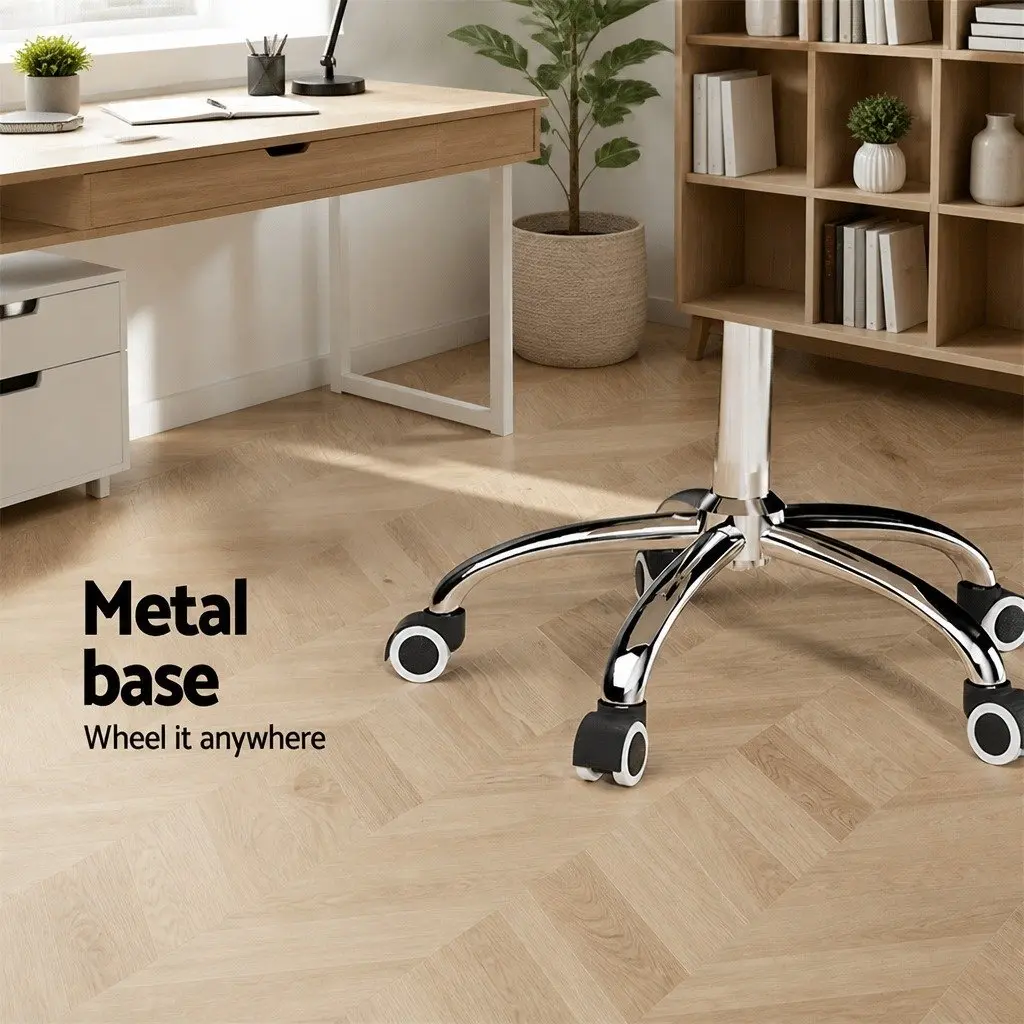 Office Chair Low Back Rotatable White PU Leather