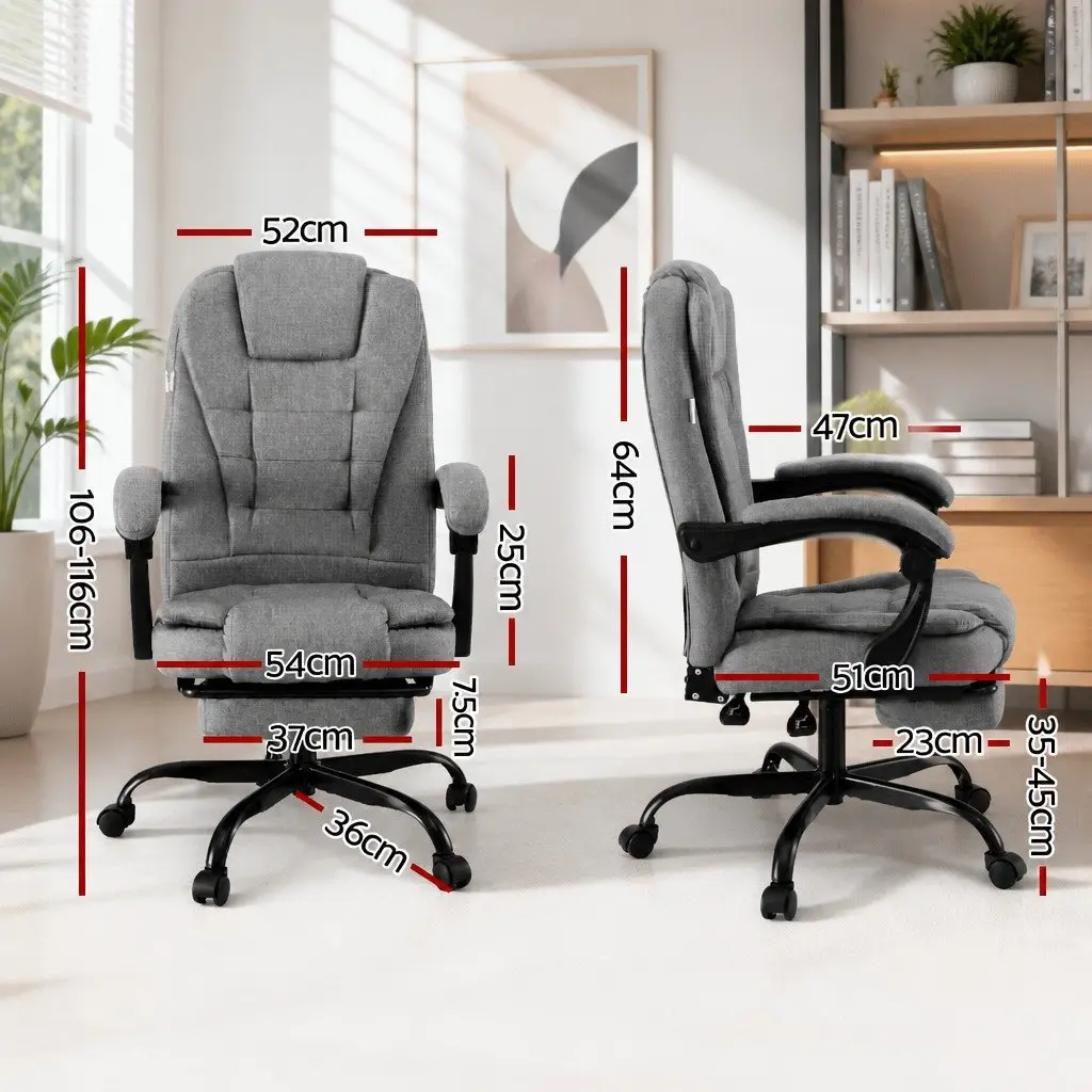 High Back Grey Fabric Executive Office Chair with Footrest