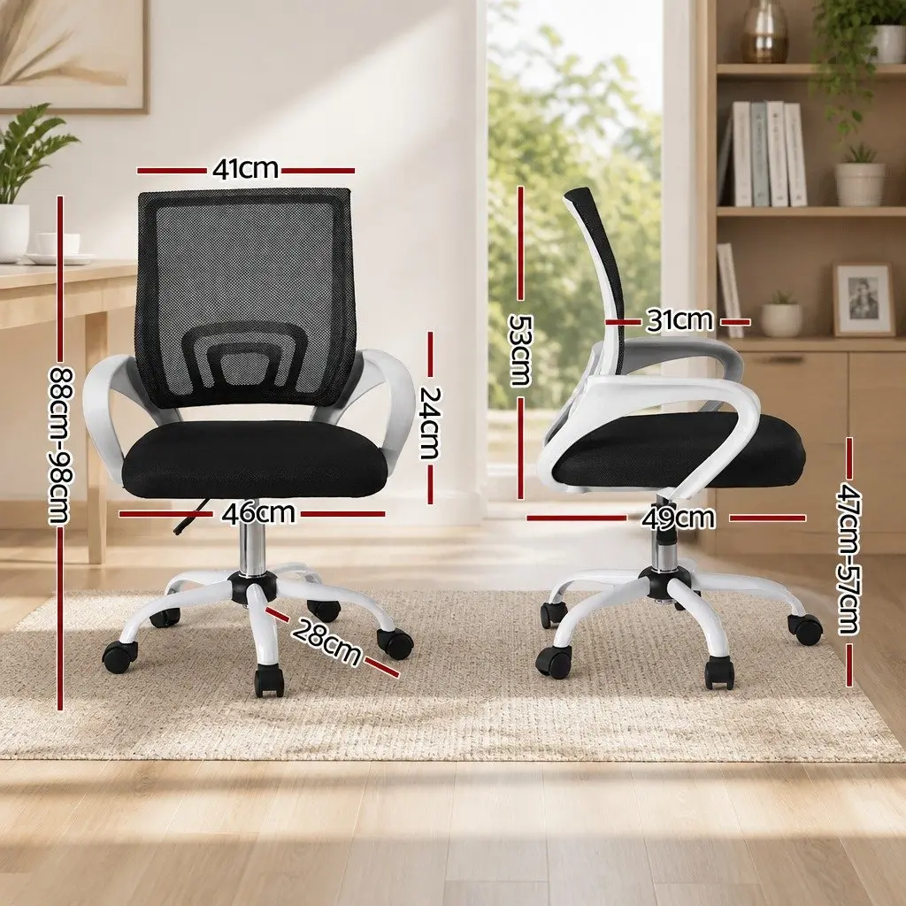 Mesh Office Chair Computer Desk Chairs Work Study Mid Back White x2