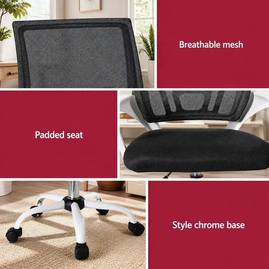 Mesh Office Chair Computer Desk Chairs Work Study Mid Back White x2