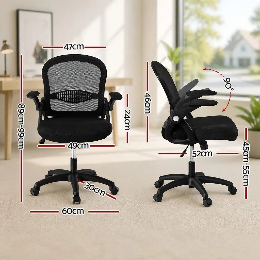 Mesh Office Chair Computer Desk Gaming Chair Mid Back Black Study Work 2x