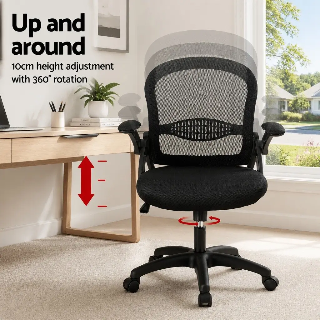 Mesh Office Chair Computer Desk Gaming Chair Mid Back Black Study Work 2x