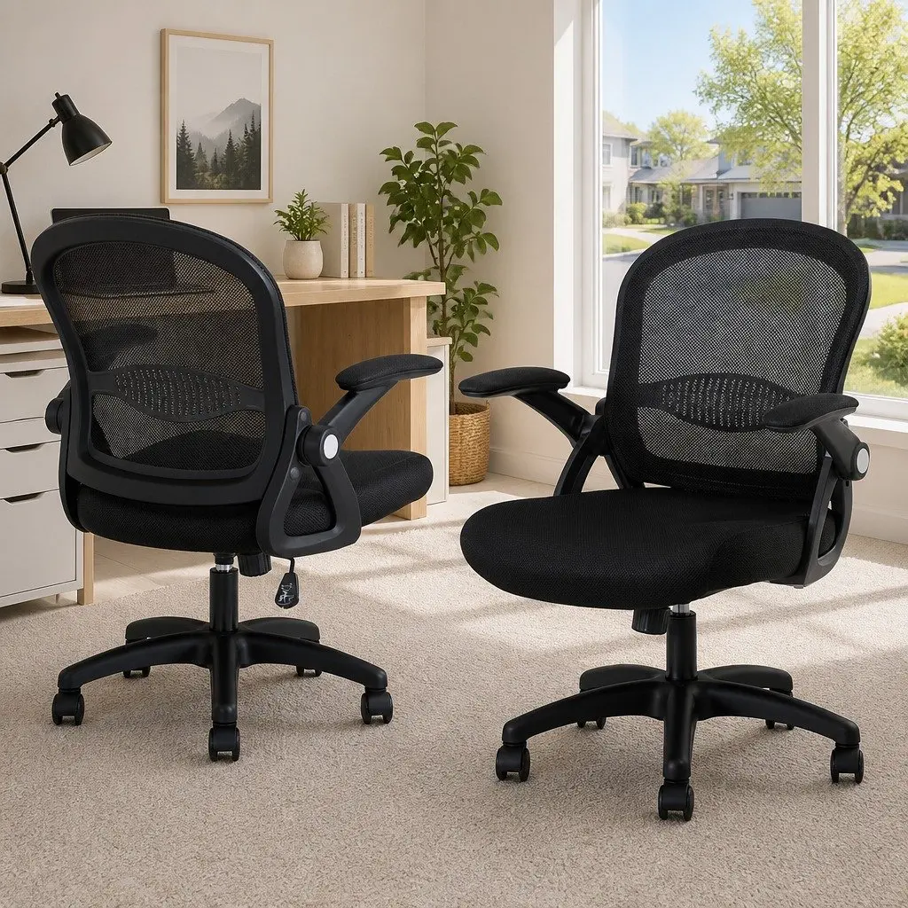 Mesh Office Chair Computer Desk Gaming Chair Mid Back Black Study Work 2x