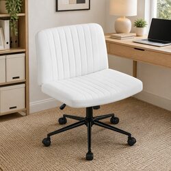 Criss Cross Swivel Office Chair with Wheels in White