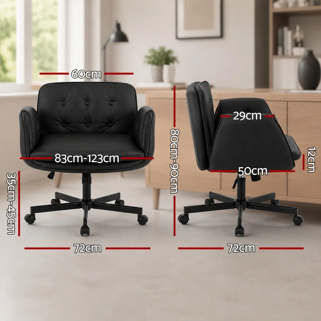 Office Chair Criss Cross Ergonomic Adjustable Height PU Leather Black
