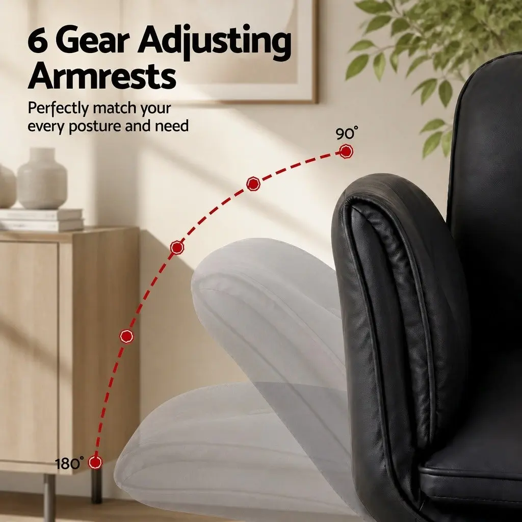 Office Chair Criss Cross Ergonomic Adjustable Height PU Leather Black