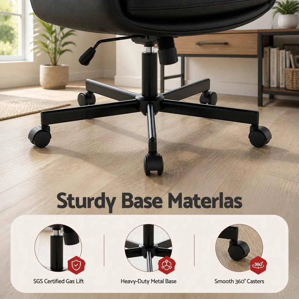 Office Chair Criss Cross Ergonomic Adjustable Height PU Leather Black