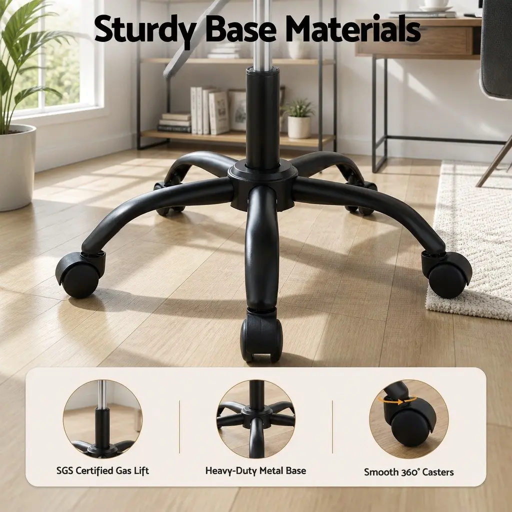 Armless Office Chair with Wheels Height Adjustable 360° Swivel Computer Task