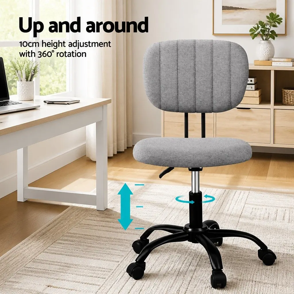 Office Chair Grey Ergonomic Armless Swivel Height Adjustable Non-woven Fabric and Metal