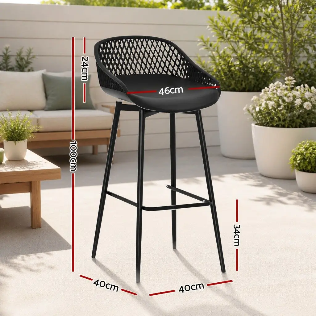 Outdoor Bar Stools with Black Plastic Seat