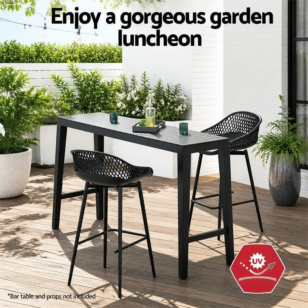 Outdoor Bar Stools with Black Plastic Seat