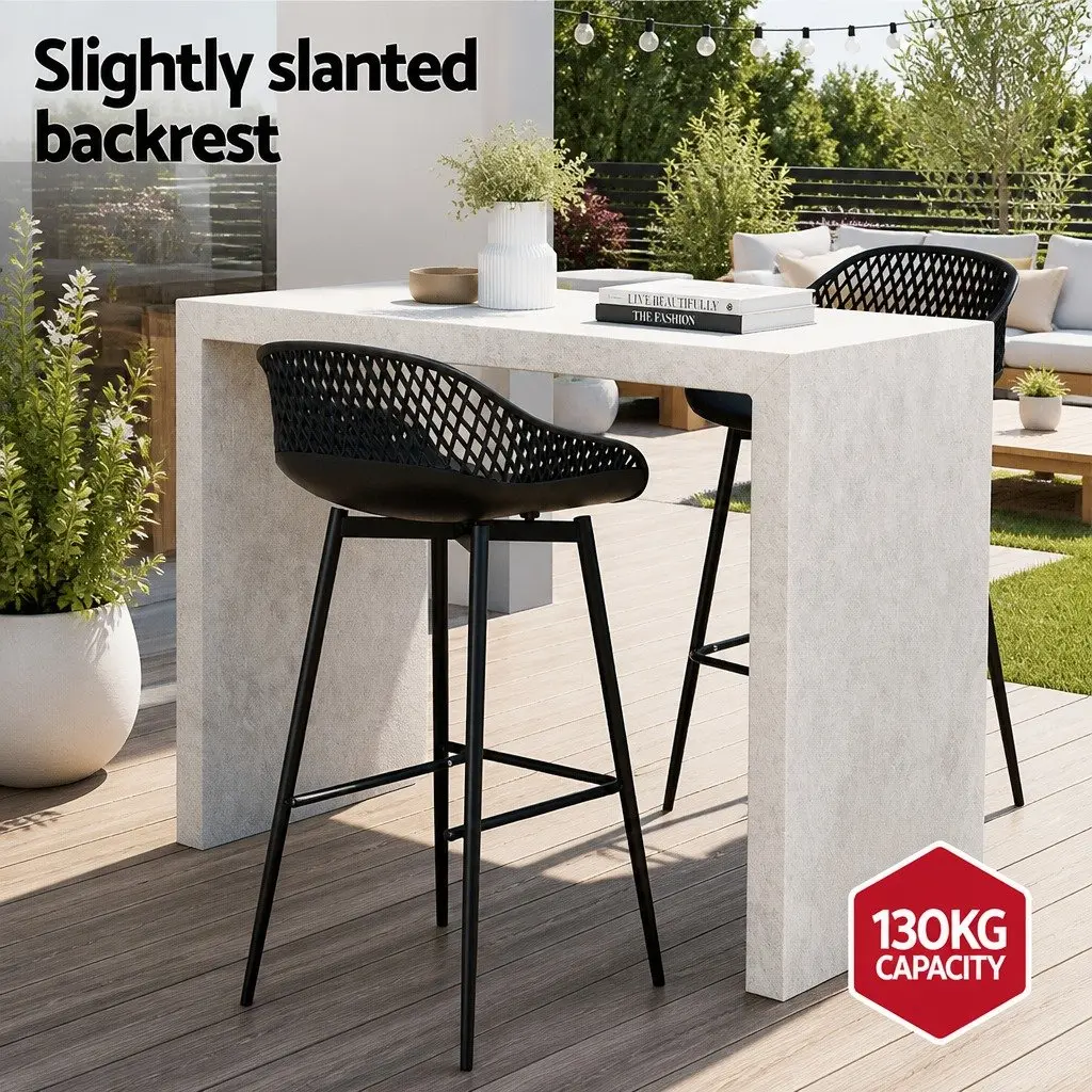 Outdoor Bar Stools with Black Plastic Seat