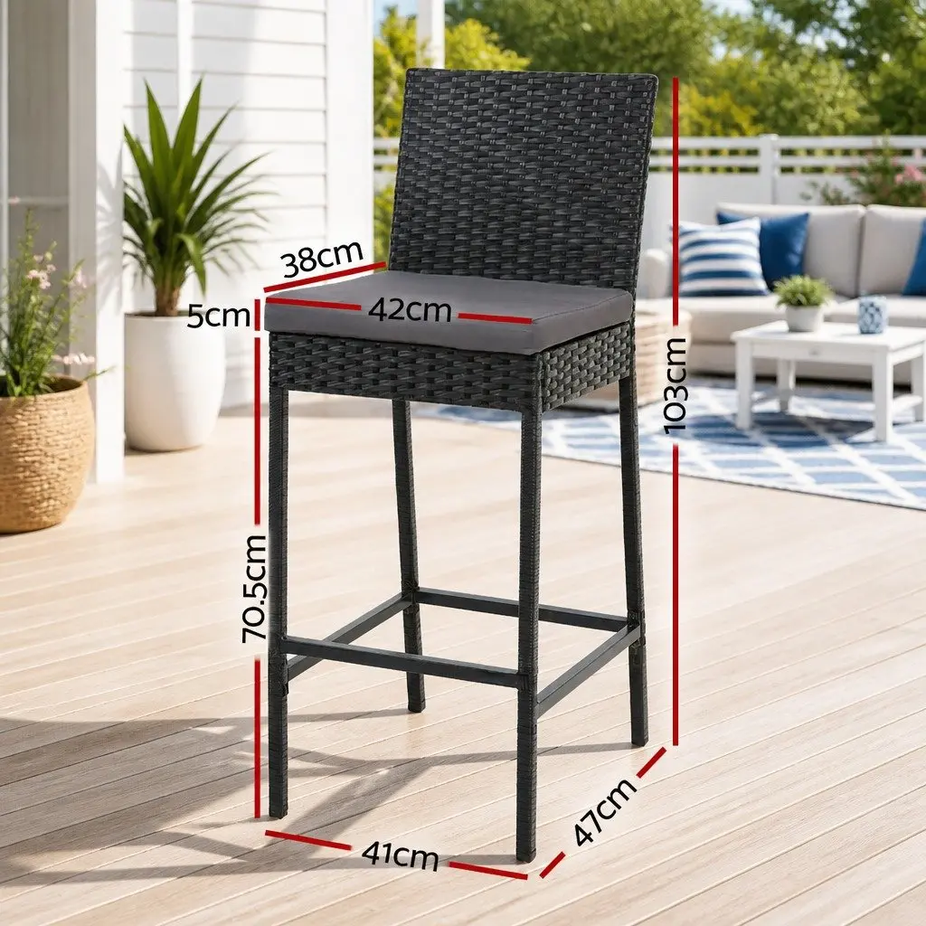 Hand-Woven Rattan Outdoor Bar Stools Set for Dining