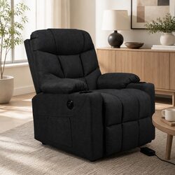 Electric Lift Recliner Chair with Black Microfibre Upholstery