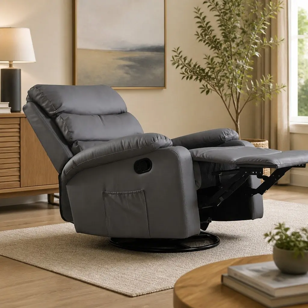 Massage Recliner Chair Grey Heated Adjustable Footrest Tilt Remote Control
