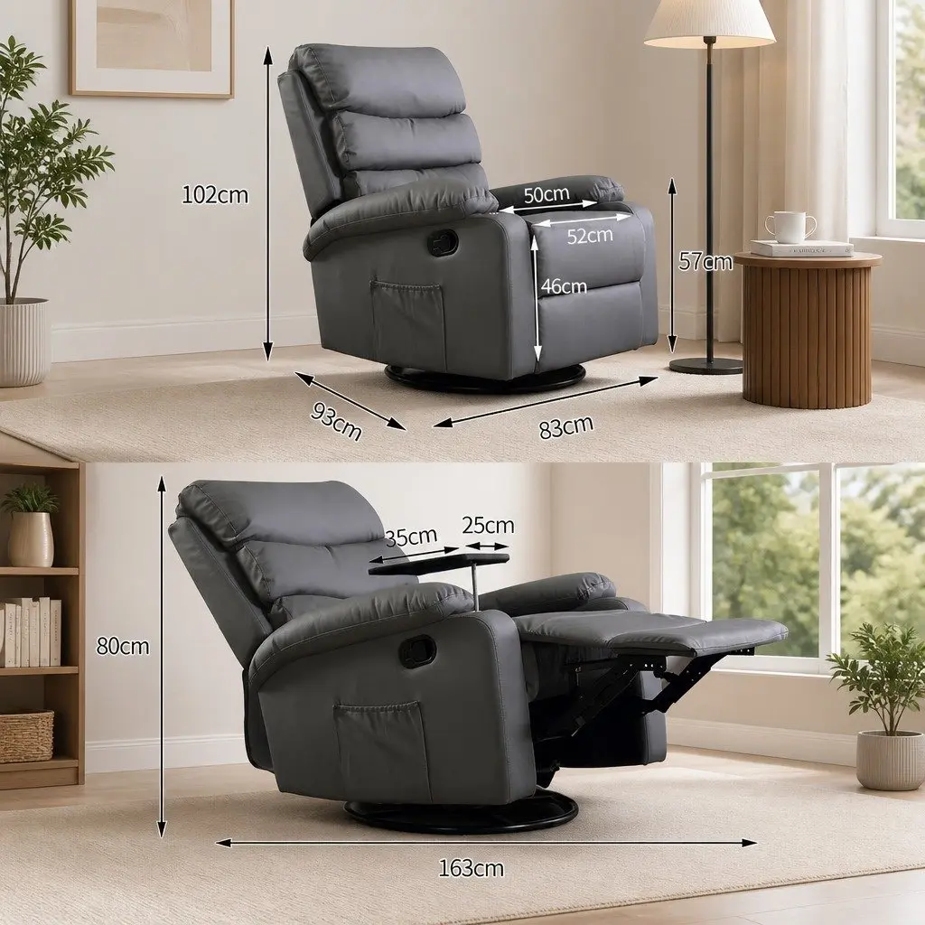Massage Recliner Chair Grey Heated Adjustable Footrest Tilt Remote Control
