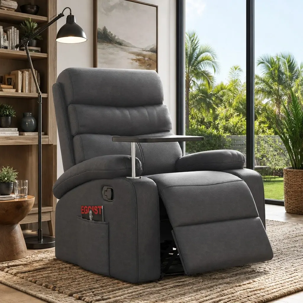 Massage Recliner Chair Grey Heated Adjustable Footrest Tilt Remote Control