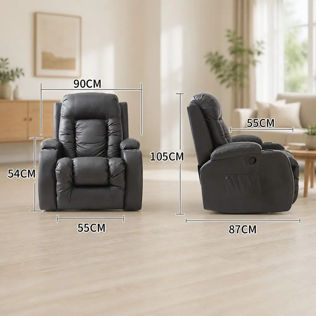 Electric Massage Recliner Chair Full Body 8 Point Heated Lumbar Adjustable